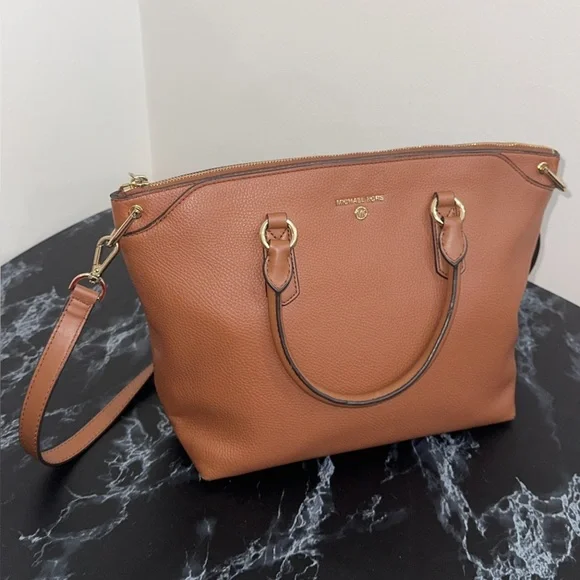 MICHAEL Michael Kors Elson Large Convertible Satchel in Brown Luggage AUTHENTIC - Picture 4 of 16